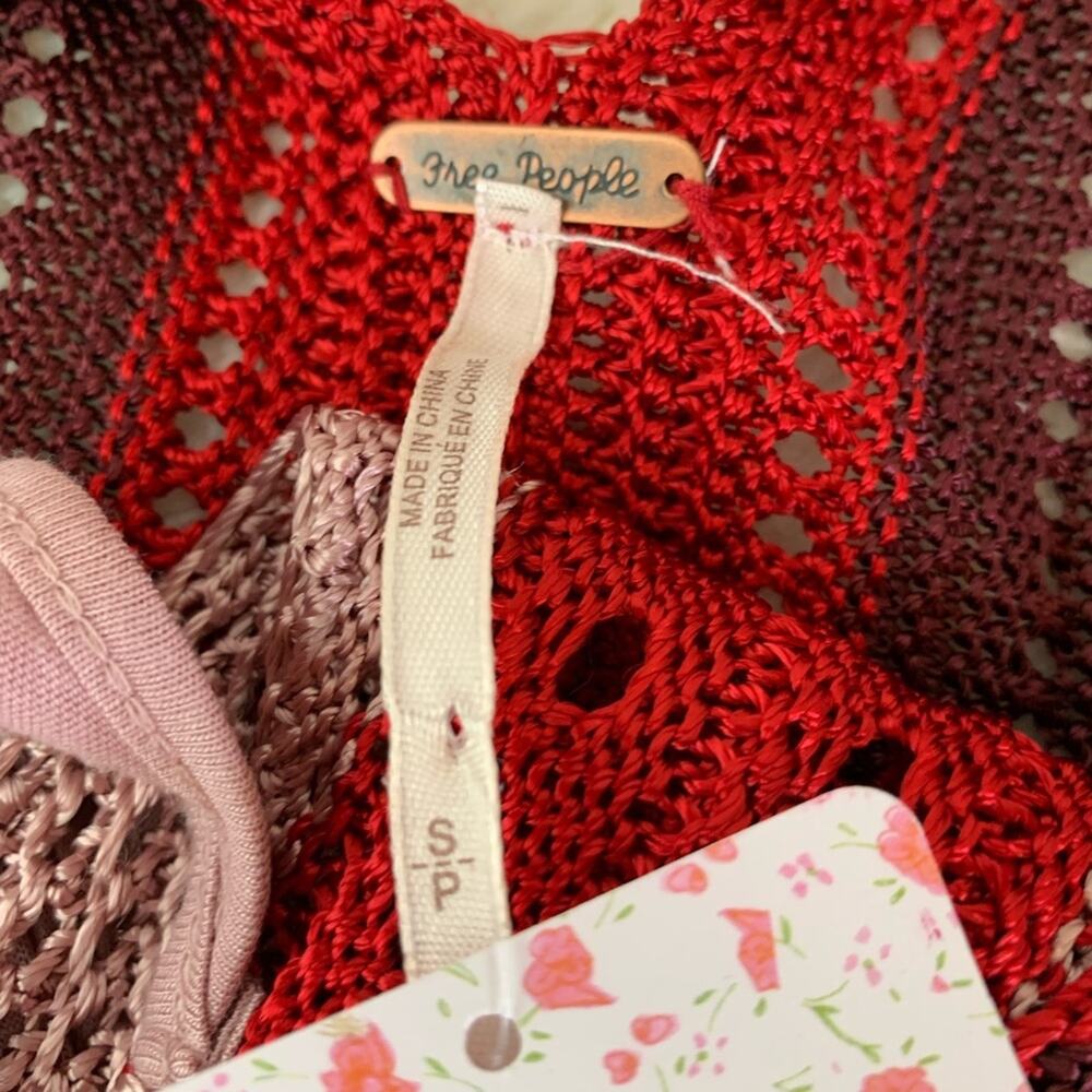 Free People Katie red orange crochet floral sleeveless dress size Small NWT - Picture 10 of 14